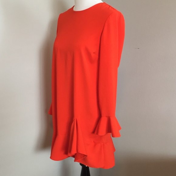 ASOS Fluted Sleeve Ruffle Hem Mini Dress - Picture 6 of 8